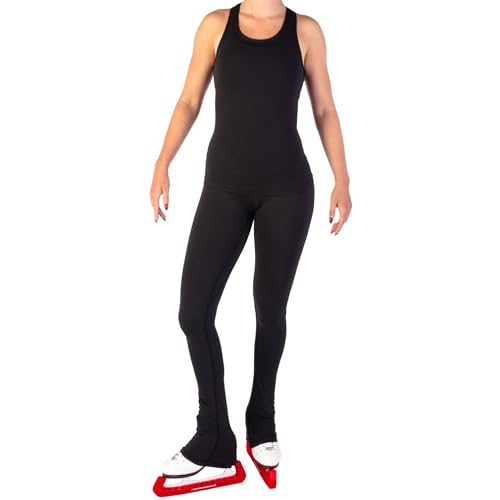 Image of CRS Cross Ice Skating Leggings. Black Over Skate Legging. High-Rise, Practice Pants for Figure Skater Girls and Women.