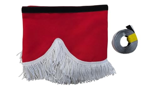 KramTruck – Cortina de camión con borlas – Parasol para camiones – Protección solar para todos los camiones Maarken (rojo, borlas blancas)