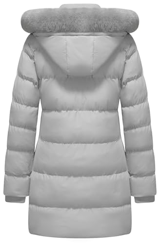 Women's Winter Thicken Puffer Coat Warm Snow Jacket with Fur Removable Hood2