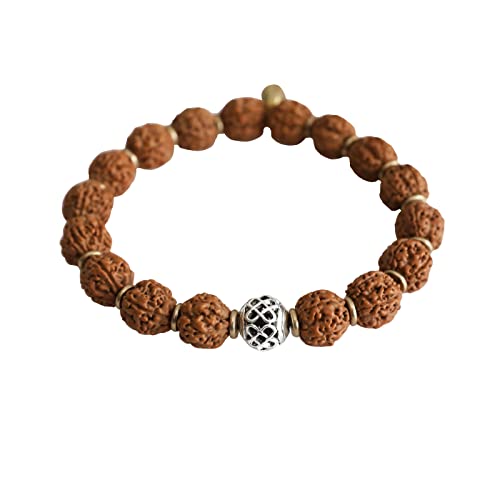 Authentic Rudraksha Bracelet 5face - Rudraksha Beads Mala-Suitable for Yoga, Meditation and Wearing - No Chemical, Wax and Color Treatment