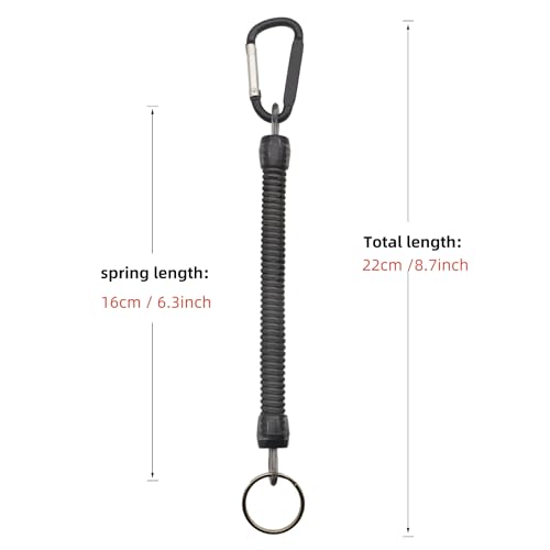 MAMDAFAON Cordão de pesca com 12 peças, no máximo, 110 cm de comprimento, bobina de mola, chaveiro,