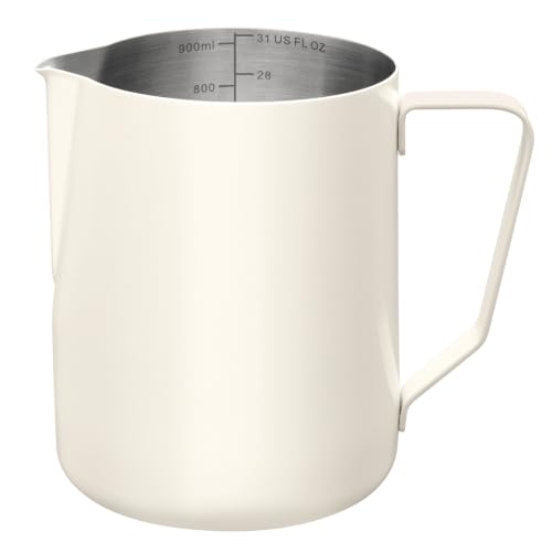 Image of Amrules Milk Frothing Pitcher 31oz Frother Cup Barista Tools, White