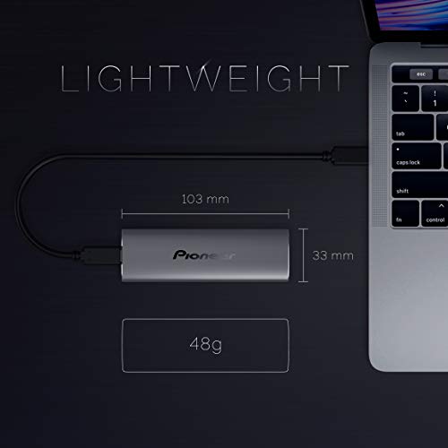 Pioneer-256-GB-SSD-externo-C-hasta-1050-MBs-USB-32-Gen2-Unidad-de-estado-solido-portatil-APS-XS05-PRO-Gris-espacial
