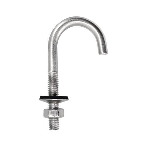 Dachankerbolzen, M6 x 35 x 75 mm, 304 Edelstahl, J-Haken, Wandhaken, Langschafthaken mit Sechskantmutter, Betonanker, Schrauben, 10 Stück