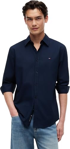 Chemise L/S Homme Tommy Jeans TJM Reg Poplin coton coupe droite