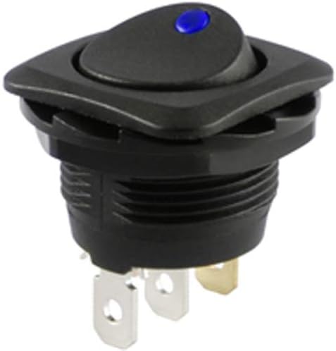 NTE Electronics 54-645-B Round Hole Illuminated Rocker Switch