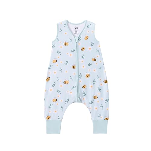 Image of Baby Sleep Sack with Feet 6-12 Months 0.5 Tog 95% Rayon from Bamboo 5% Spandex Breathable Sleep Sacks Baby Walker Quilted Wearable Blanket with Legs 2-Way Zipper Little bee
