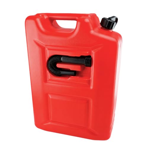 Anwicar Jerrican Essence 20L - Bidon essence avec Tuyau - Bidon de Réserve Robuste et étanche pour Essence et Diesel - Rouge