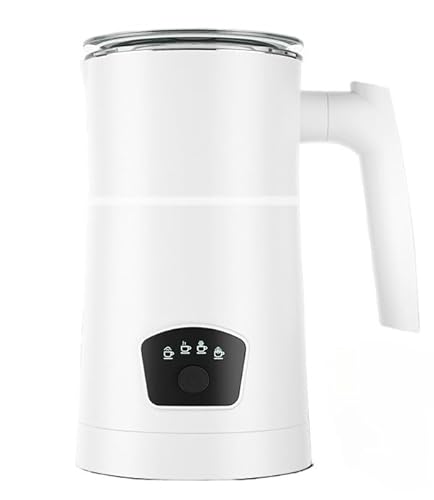 電動ミルク泡立て器、ホット&コールド泡立て機、 Tufduzo 全自動プロ仕様、多機能加熱ミルク泡立て器、コーヒーホット用ステンレス泡立て機、旅行や家庭での使用に最適、洗える (ホワイト)