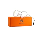 HJSTES Round Blue Light Glasses for Women Men Retro Circle Clear Lens Metal Frame Eyeglasses (Silver)