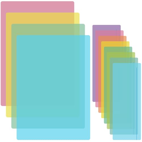 JCF 12PCS Dyslexia Overlays Set Colored Overlay Aids and Reading Rulers for Adults and Children with ADHD Irlen Syndrome Reduce Visual Stress and Improve Reading Speed and Comfort -MultiColor