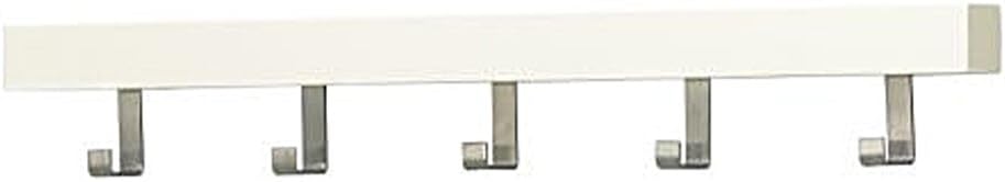 Ikea Tjusig White 5 Hook Coat Hanger Clothes Rack Hats Towels Scarves Wall or Over Door Wooden