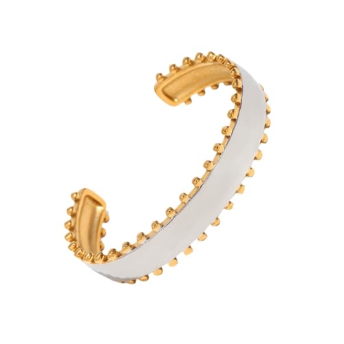 Stylish Stainless Steel Earrings Statement Rings with Gold Bead Detailing