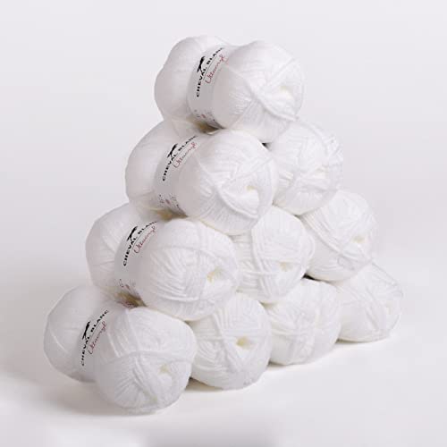 Laines Cheval Blanc - Lot 10 pelotes de fil à tricoter (10x50g) UTTACRYL 100% acrylique - 1300 m de fil pour tricot et crochet Cover
