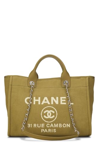 Chanel, Pre-loved Green Canvas Deauville Medium