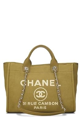Chanel, Pre-loved Green Canvas Deauville Medium