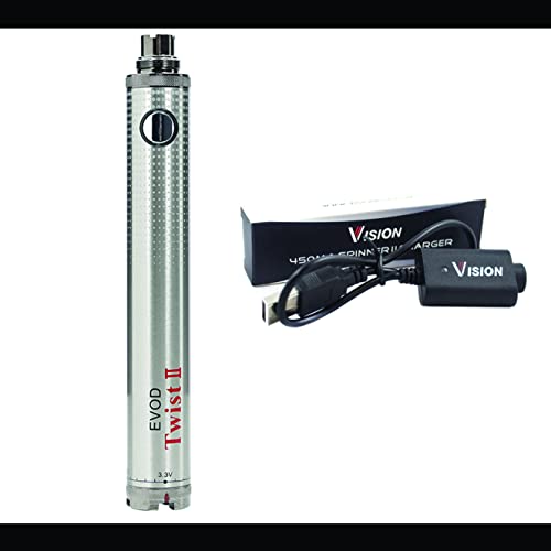 Vitavap' - Pack batterie Evod Twist 2 avec chargeur USB Vision Spinner 2 | Inox | Sans tabac ni nicotine