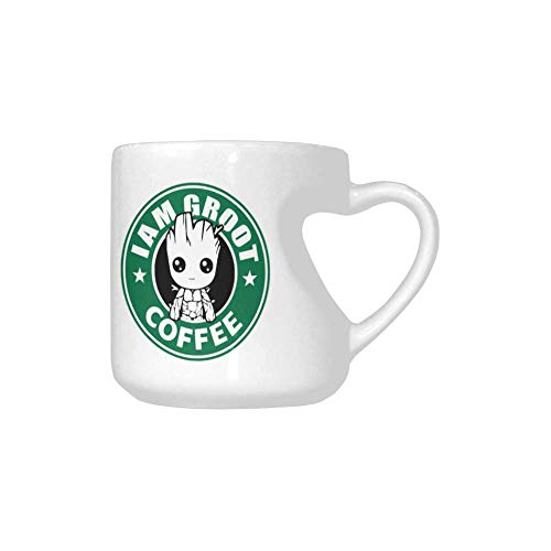 Funny Groot Mug, I'm Groot Coffee Mug Funny 10.3 ounce White Ceramics Heart-shaped Mug, Funny Birthday Mug