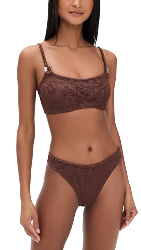 Hunza G Womens Cassie Beaded Bikini Set Metallic Chocolate One Size