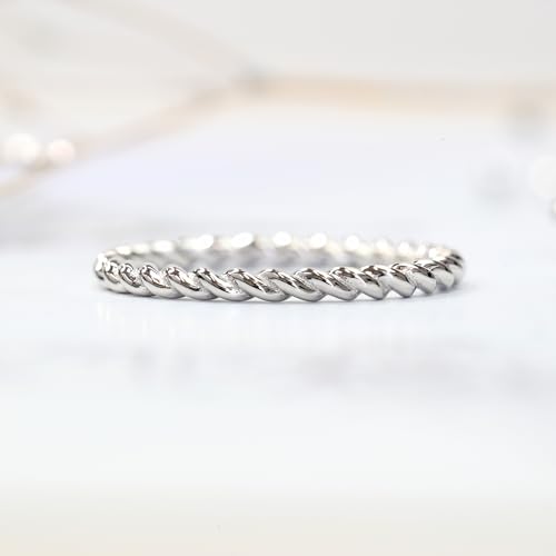 Sterling Silver 2mm Braided Rope Style Wedding Band (Size 4 to 10)2