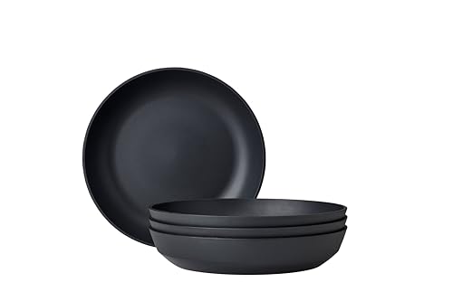 Mepal, Deep plate 4 pieces Silueta, Dishwasher & microwave resistant, Plastic plates, Dinner plates, Tableware, 21 cm