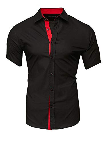 Kayhan Herren Kurzarm Hemd Florida Black/RED L