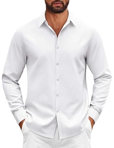 COOFANDY Camisa de Algodón de Manga Larga para Hombre Corte Regular con Botones Formal Cómoda para Negocios Blanca S | Ya disponible en tu tienda friki favorita! En mundofriki.es! COOFANDY Camisa de Algodón de Manga Larga para Hombre Corte Regular con Botones Formal Cómoda para Negocios Blanca S | Ya disponible en tu tienda friki favorita! En mundofriki.es!