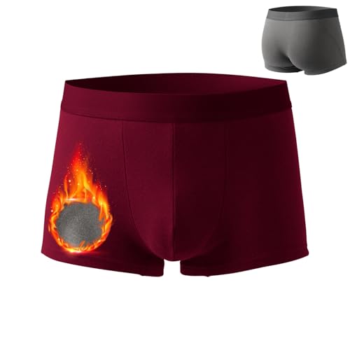XYLAWAVE Fleece Lined Thermal Underwear for Men, Warm Thermal Underwear for Men Fleece Lined Boxers Briefs, Winter Underwear (Dark Red,L)