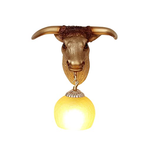 Lámparas de pared para interiores Apliques Lámparas de pared con cabeza de toro de resina europea Faros de espejo de baño Accesorios de luces de pared de lujo para sala de estar Dormitorio Escaleras