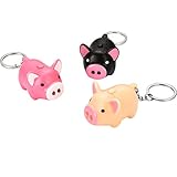 BBTO 6 Pieces Pig Key Chains Oink Piggy Light Sound Key Chain Little Pig LED Keychain Cartoon...