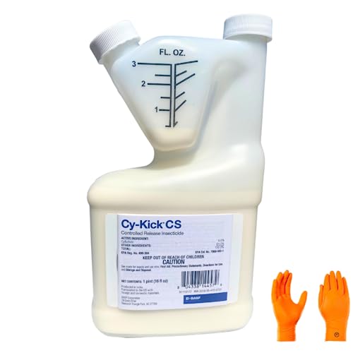Cy-Kick CS Liquid Concentrate - 90 Days of pest Control Power Multipurpose Outdoor Insecticide Treatment with USA Supply Protective Gloves