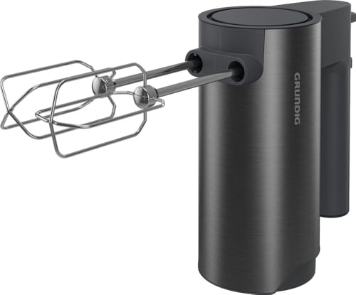 Grundig - HM 7140 Handmixer mit 500 Watt Motor - 4 Geschwindigkeitsstufen und Turbofunktion - Edelstahl-Rührstäbe und Knethaken - Ergonomisches Edelstahl-Gehäuse - Grau