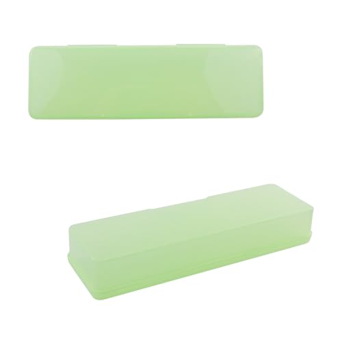 Image of 2PCS Large Capacity Pencil Box Plastic Pencil Case Plastic Stationery Case with Hinged Lid and Snap Rectangle Storage Containers Box for Nail Accessories, Screws(Transparent Green)