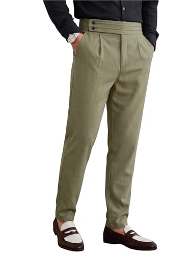 Image of TOPLOT Men's Cotton Casual Trouser | Elegant Pleated Front with Dual-Button Waistband | Comfortable Stretch Elasticity for Easy Movement | Tapered Ankle Finish | Casual & Office Wear (5277)
