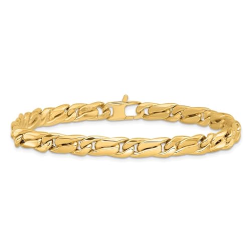 14K Yellow Gold Men's Polished Link Chain Bracelet for Men 8.5