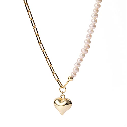 Collier de chaîne de perle pendentif cardiaque pour femmes fini les bijoux lourds et inconfortables