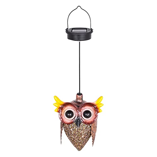calau Owl Lâmpada solar suspensa Luzes solares Lustres de metal Decoração de jardim de animais Luzes