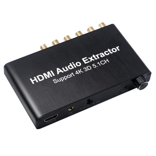 Image of HDMI Audio Extractor 4K 3D 5.1CH Converter 6RCA Out | Dolby AC3 DTS decoding, HDCP compliant, HDMI passthrough, USB powered, works with PS4 Xbox Blu-ray DVD projector TV AE-543H