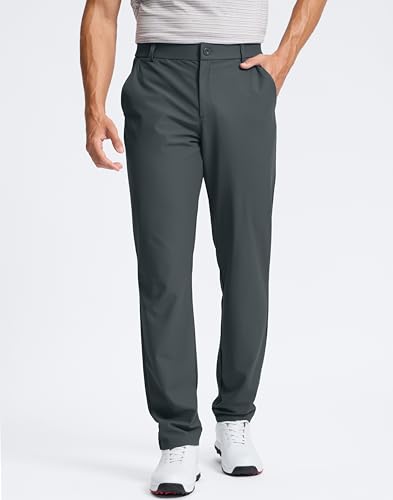 Image of Pudolla Men's Golf Pants 30 inch /32 inch /34 inch Comfy Stretch Dress Work Pants Lightweight Quick Dry Casual Slacks Trousers with Pockets