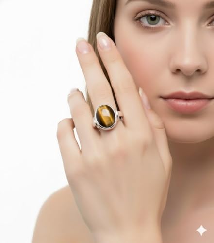 Image of 55Carat Choose Your Color Natural Gemstone Sterling Silver Statement Rings Oval Shape Handmade Sizes 5-12