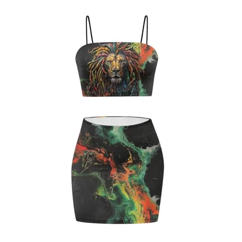 Image of 2025 Sexy Spaghetti Strap Crop Tops and Bodycon Skirt Casual 2 Piece Set S-4XL