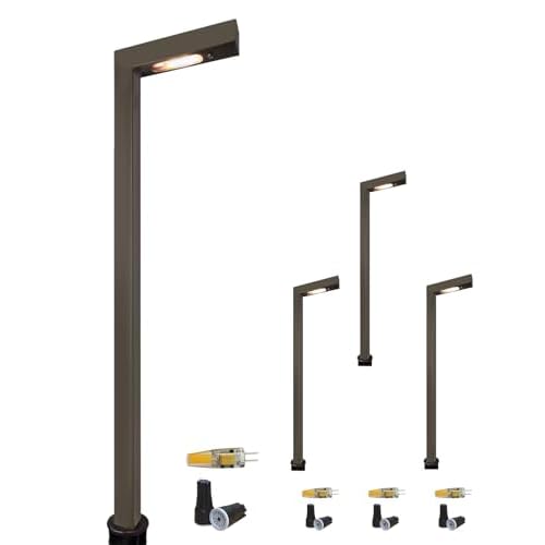 COLOER Brass Low Voltage Outdoor Pathway Lights Bronze Finish 4-Pack with G4 LED Bulb,9-17V AC/DC Garden Lights Electric,Halloween Walkway Light,IP65