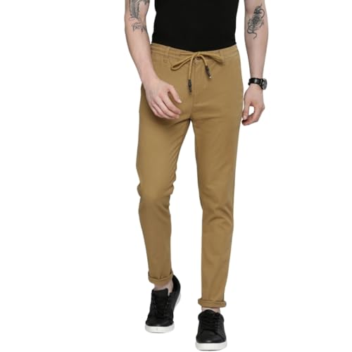 Image of The Indian Garage Co Men Slim Fit Solid Mid-Rise Chinos