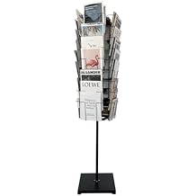 TONGMO 36-Pocket Rotating Magazine Rack Stand, Floor Spinner Display for Magazines, Comic Books, Brochures, A4 Organizer for Office, Bookstore, Home, Reception