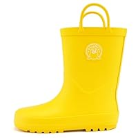 Stelle Toddler Rain Boots Natural Rubber Rainboots Kids Girls Boys Waterproof Easy On Handles Non-Slip Sole(Yellow,10MT)