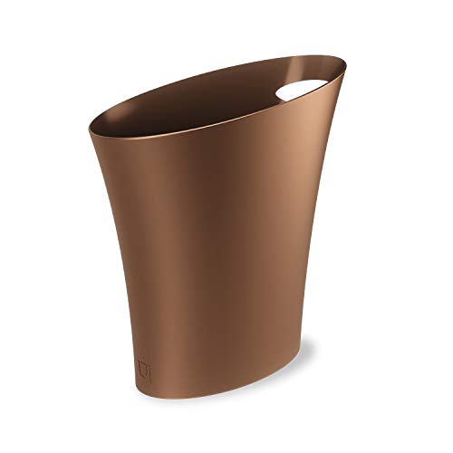Umbra Skinny Sleek & Stylish Bathroom Trash, Small Garbage Can Wastebasket For Narrow Spaces At Home Or Office, 2 Gallon Capacity, Bronze #TOP7