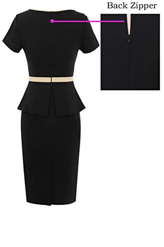 VFSHOW Womens Crew Neck Peplum Slim Wear to Work Business Office Pencil Sheath Dress4