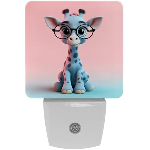 Image of NEWzone Cute Giraffe Night Light [2 Pack], Plug in Wall Led Night Lights Decor for Boys Girls Room, Dusk to Dawn Sensor Wall Lamp for Stairway /Bedroom /Kitchen /Nursery Room