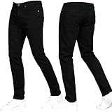 Crosshatch Stretch Slim Fit Jeans Mens Denim Designer Trousers Pants Black 32W X 32L