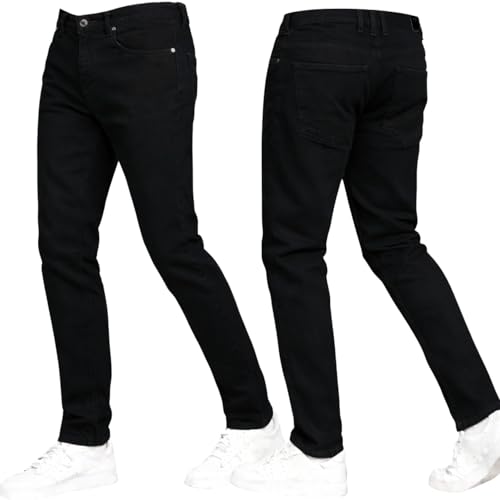 Crosshatch Stretch Slim Fit Jeans Mens Denim Designer Trousers Pants Black 32W X 32L